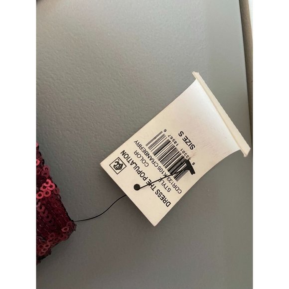 Cosmopolitan Dress the population small Kimberly sequin mini dress cranberry NWT - Picture 5 of 9